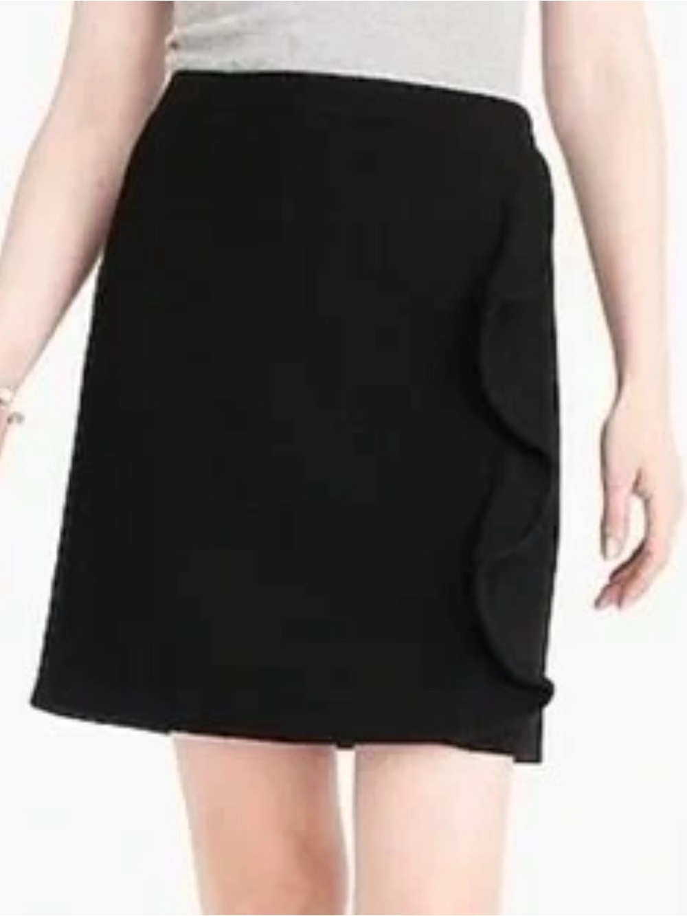 NEW J Crew Factory women’s Black side Ruffle Wool Mini Skirt Size 2